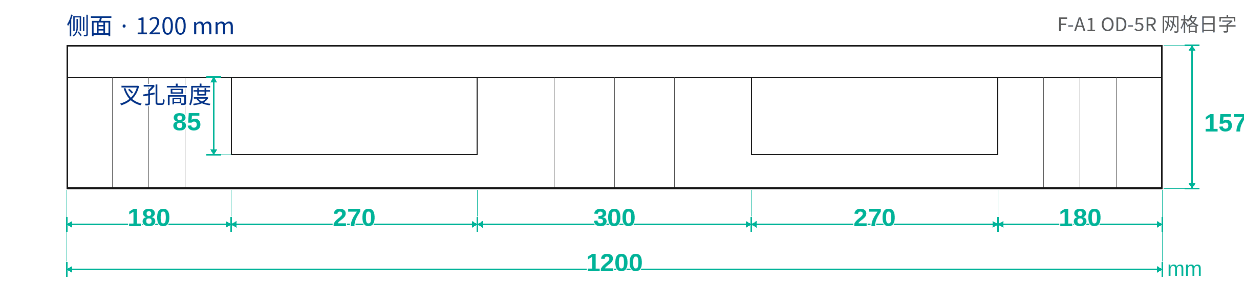 F-A1 OD-5R 网格日字 侧视尺寸图